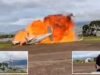 Vídeo chocante mostra um avião capotando e caindo em uma enorme bola de fogo