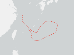 O rastreador mostra um porta-aviões chinês na costa dos Aliados dos EUA