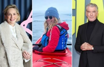 Sharon Stone e Pierce Brosnan apoiam o remo solo feminino através do Atlântico