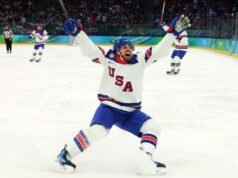 Conclusões da vitória da equipe dos EUA no hóquei olímpico contra a Eslováquia