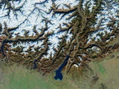 Vista incrível dos Jogos Olímpicos de Inverno italianos do espaço