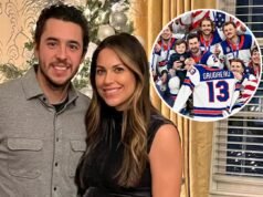 A viúva de Johnny Gaudreau, Meredith Gaudreau, na homenagem às Olimpíadas