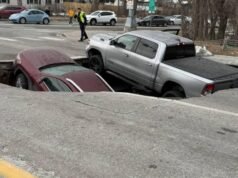 EM VÍDEO | Estrada desabou em Nebraska, engolindo dois veículos