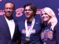 Tiger Woods e ex Elin Nordegren se reencontram na cerimônia de golfe do filho Charlie