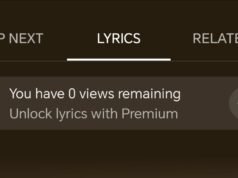 O YouTube Music começa a colocar letras atrás de um acesso pago