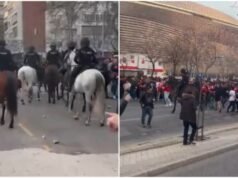 Caos no Santiago Bernabéu: a polícia espanhola reprimiu agressivamente os adeptos do Benfica