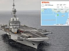 A localização do porta-aviões francês foi divulgada por um marinheiro usando Strava no convés do navio