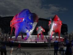 Projetos de lei revelam representações de enormes estátuas de bisões no Family Circle do Highmark Stadium