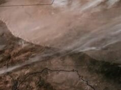 Observações de satélite de poeira subindo pelo Texas em 17 de março de 2026