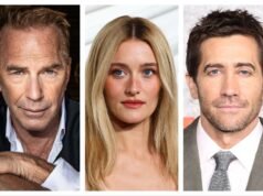 Costner e Gyllenhaal retratam ‘lua de mel’ com Harry Pone Reginalis