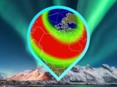 Em 31 de março, a aurora boreal pôde ser vista em 16 estados, enquanto uma ejeção de massa coronal se lançava em direção à Terra.