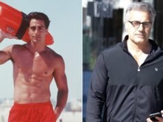 O modelo da Calvin Klein, Michael Bergin, apareceu no desfile JFK Jr. Novo Hulu