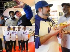 A lenda do Mets World Series, Mookie Wilson, atende os fãs no Citi Field
