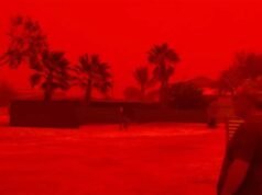 Os céus da Austrália Ocidental ficam vermelhos infernais com a passagem do ciclone tropical Narelle, mostra um vídeo impressionante