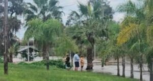 No meio da enchente, moradores de Las Termas saíram para pescar na rua