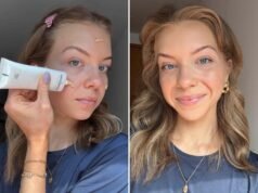 Encontrei um hidratante colorido de uma marca usada por Drew Barrymore que nutre a pele seca dos compradores "Pareça e sinta-se mais jovem"