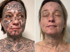 Assediador abusivo tatuou o nome da namorada 250 vezes em seu rosto e corpo com uma máquina online barata