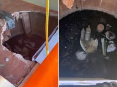 Turista australiano preso até a cintura no esgoto após banheiro desabar em área rural