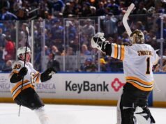Bruins lideram Sabres em OT enquanto Swayman e Pastrnak provam conexão