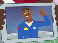 O astronauta da NASA Leland Melvin faz uma aparição especial como personagem de desenho animado no último episódio de “Hey AJ!”