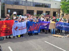 Ativistas de Portland protestam contra a guerra do Irã e exercícios militares dos EUA nas Filipinas