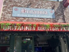 Taco Bell Cantina e também um pub britânico em Santa Monica