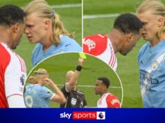 Haaland e Gabriel se enfrentam – o zagueiro do Arsenal deveria ter visto o vermelho?