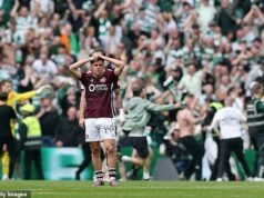 O herói do Socceroos, Cameron Devlin, e seus companheiros do Hearts fogem para um lugar seguro em ‘cenas vergonhosas’ enquanto torcedores ‘ameaçadores’ invadem o campo