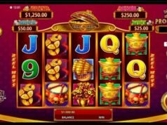 Ele aposta algumas moedas e ganha o jackpot em uma máquina caça-níqueis