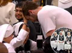 Irmãs Salesianas abençoam Luke Kornet do Spurs antes da vitória no jogo 4