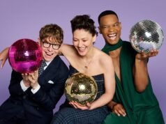 Apresentadores do Strictly Come Dancing Emma Willis, Widdicombe e Radebe