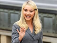 Sabrina Carpenter deslumbra com um vestido Dior transparente sobre lingerie de renda branca